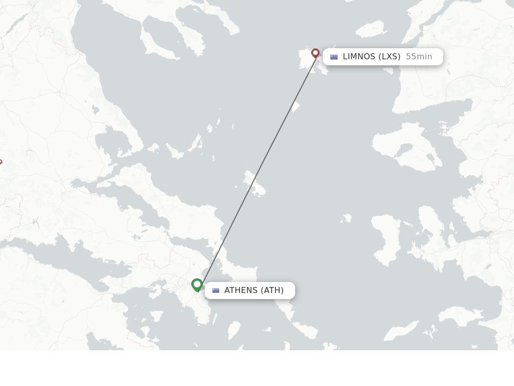 Flights from Athens to Limnos route map