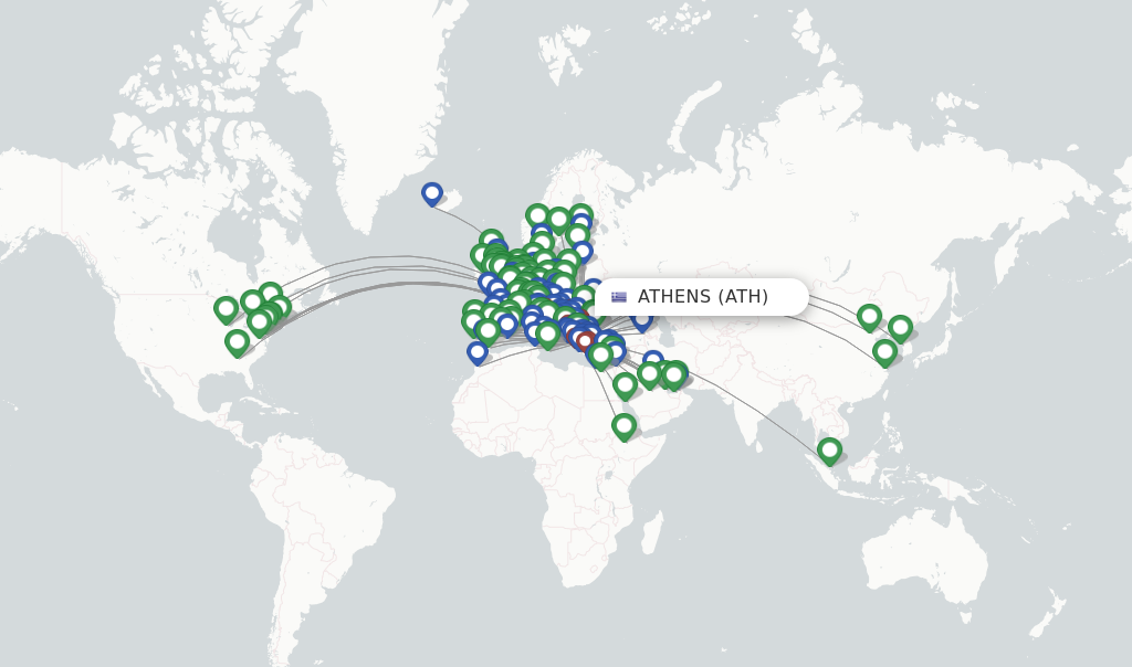 Flights from Athens to Ibiza route map