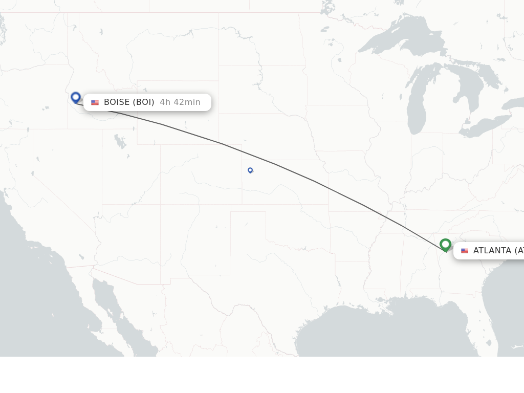Flights from Atlanta to Boise route map
