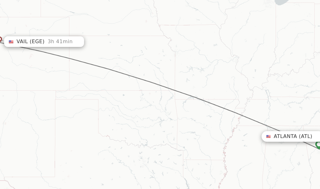 Flights from Atlanta to Vail route map
