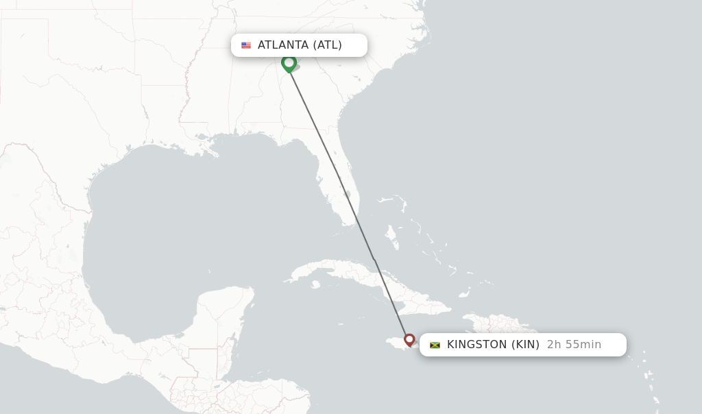 Flights from Atlanta to Kingston route map