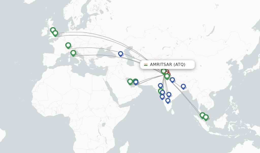 Amritsar flight map