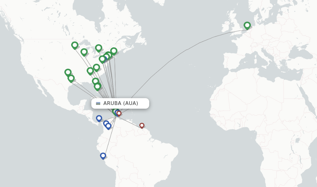 Flights from Aruba to Mendoza route map
