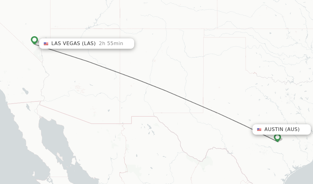 Flights from Austin to Las Vegas route map