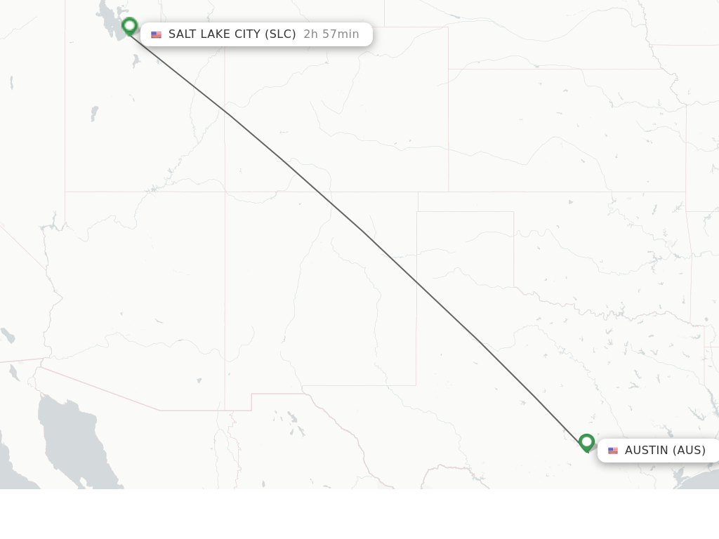 Flights from Austin to Salt Lake City route map