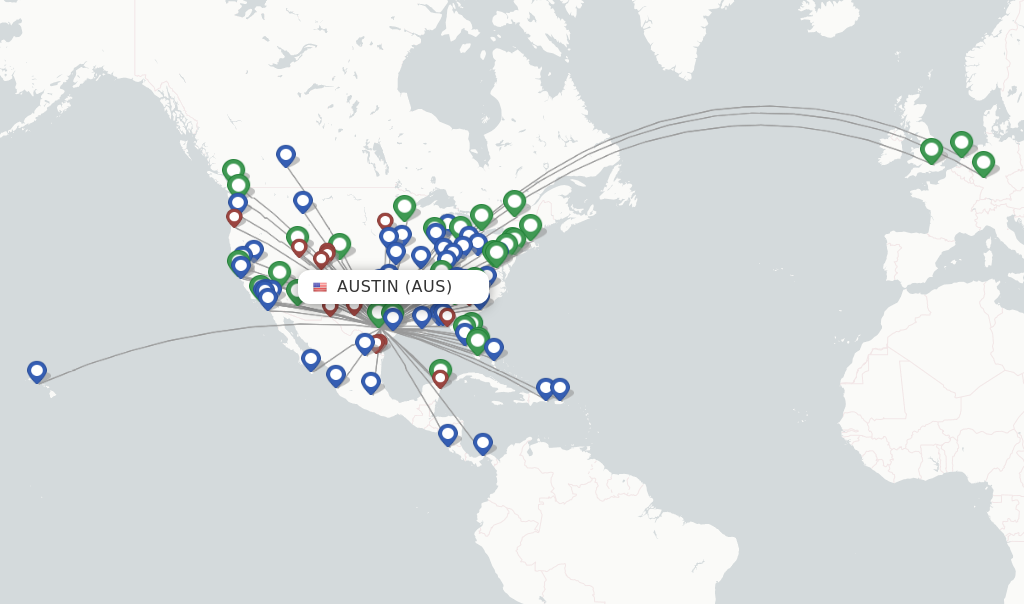 Austin flight map
