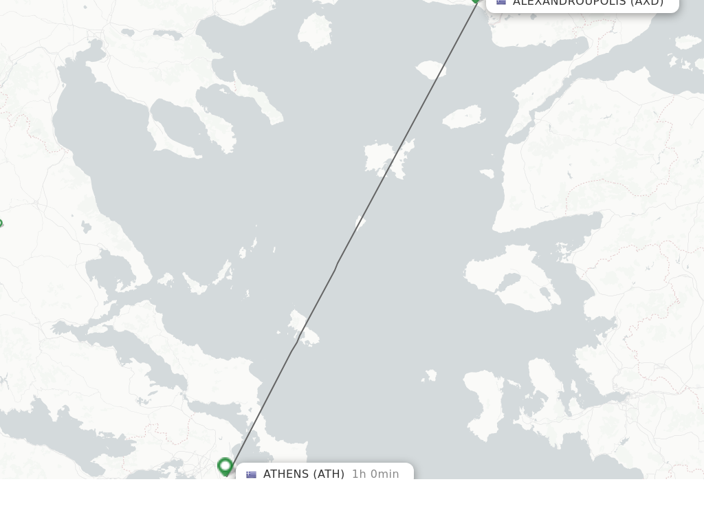 Flights from Alexandroupolis to Athens route map