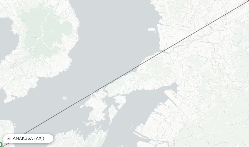 Flights from Amakusa to Kumamoto route map
