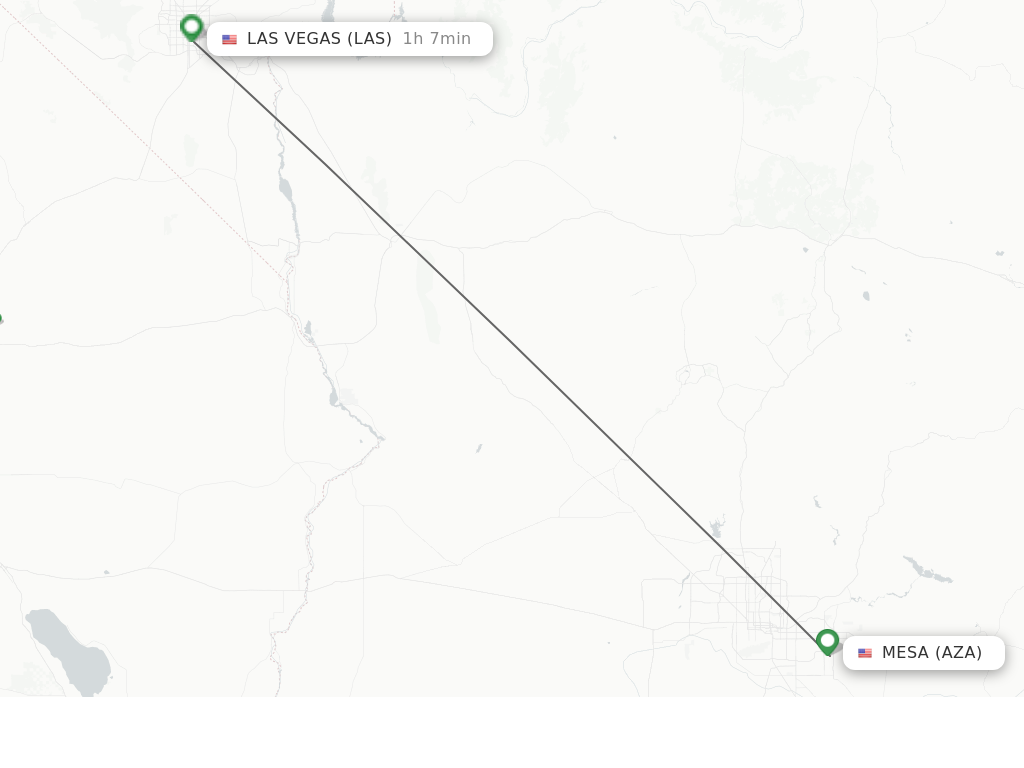 Flights from Mesa to Las Vegas route map