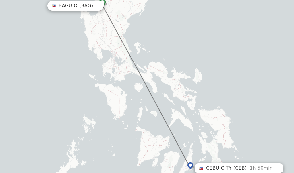 Flights from Cebu City to Baguio route map