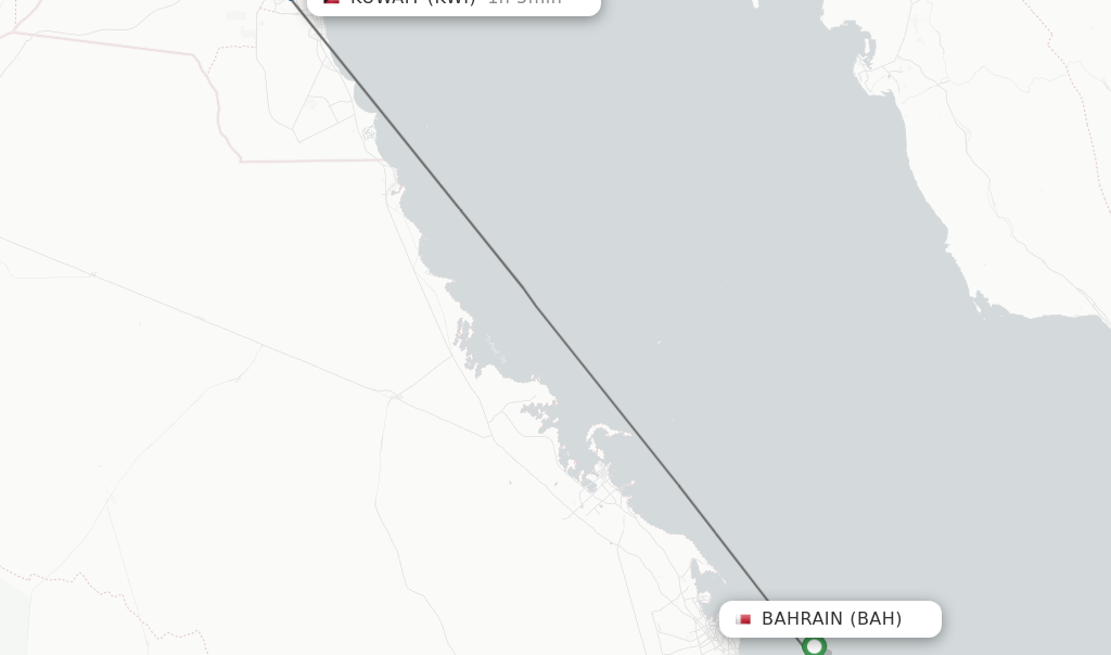Flights from Bahrain to Kuwait route map