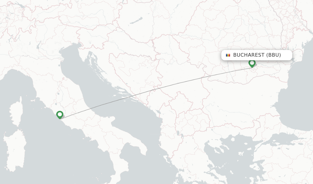 Flights from Bucharest to Milan route map