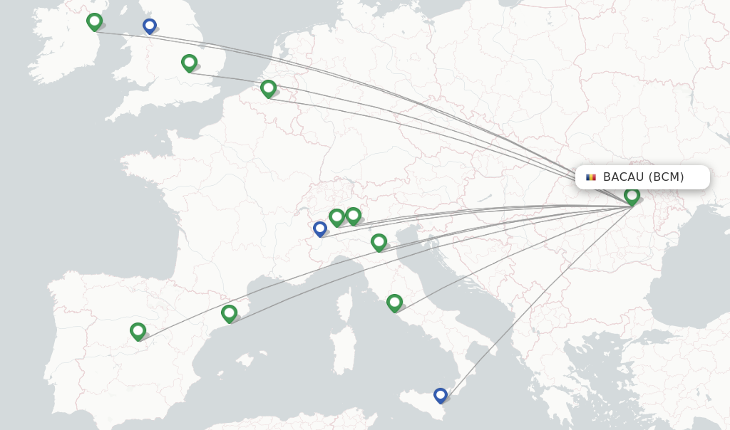 Bacau flight map