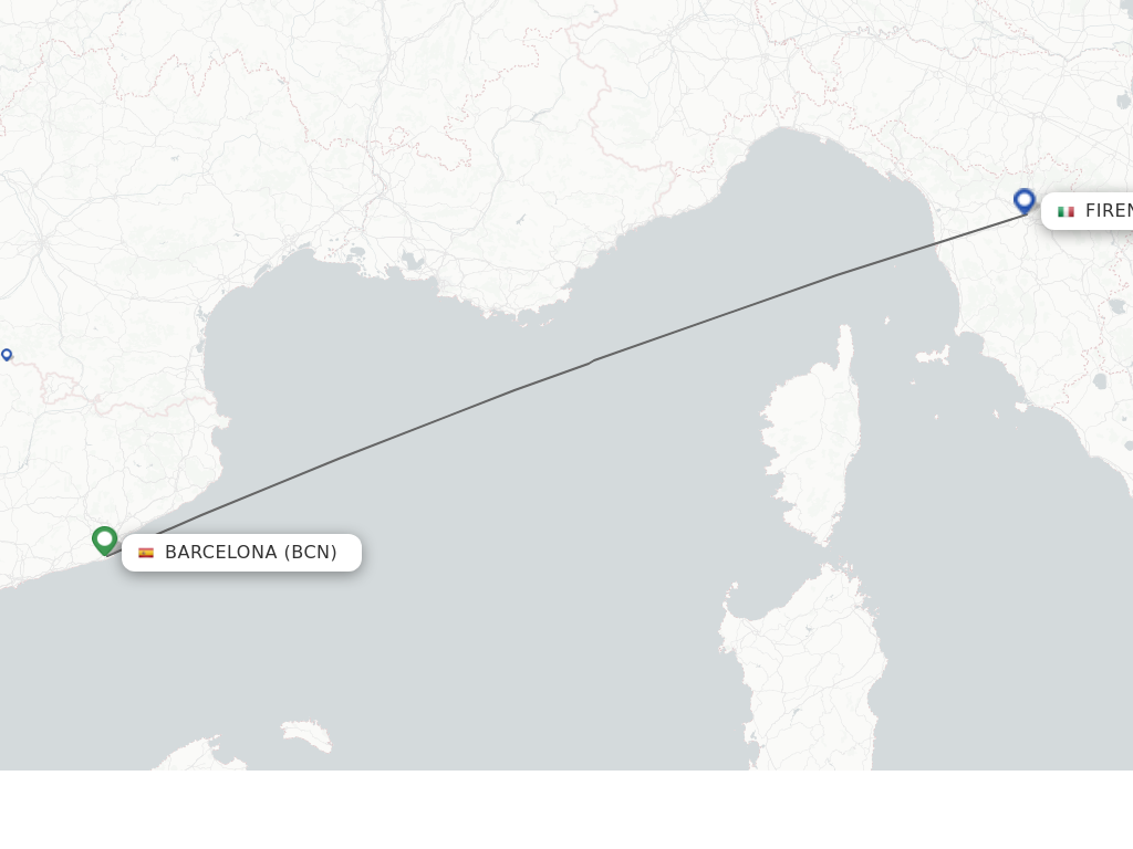 Flights from Barcelona to Florence route map