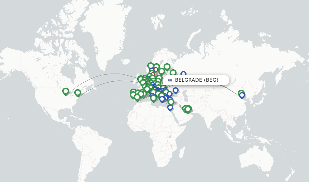 Belgrade flight map