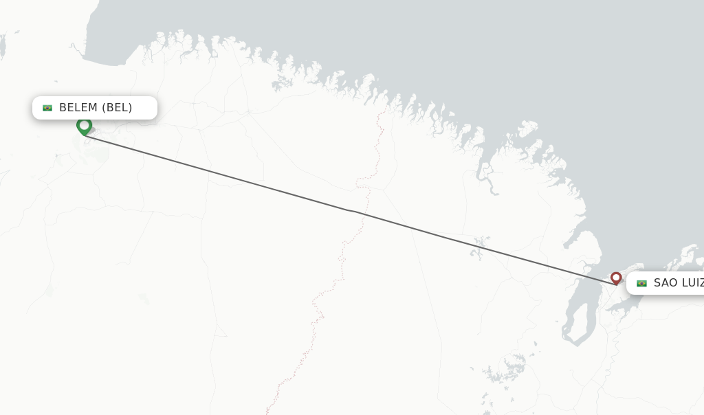 Flights from Belem to Sao Luiz route map
