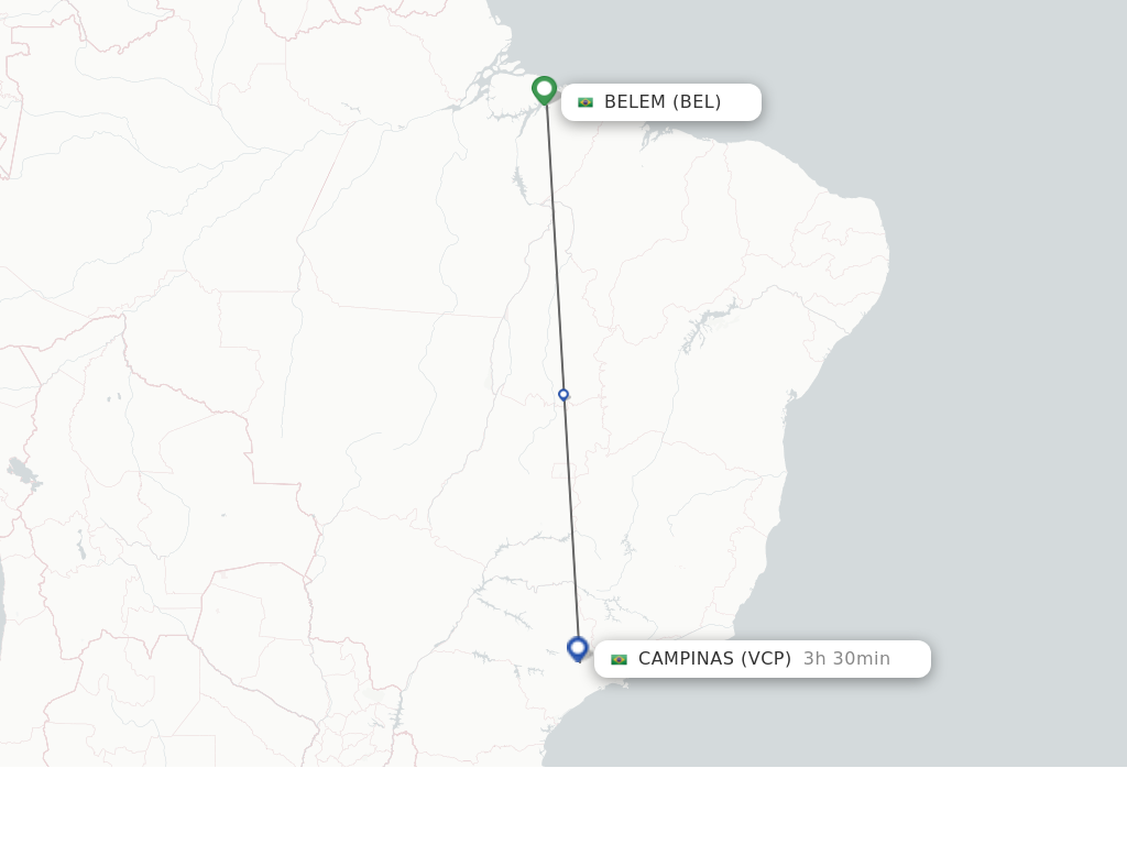 Flights from Belem to Campinas route map