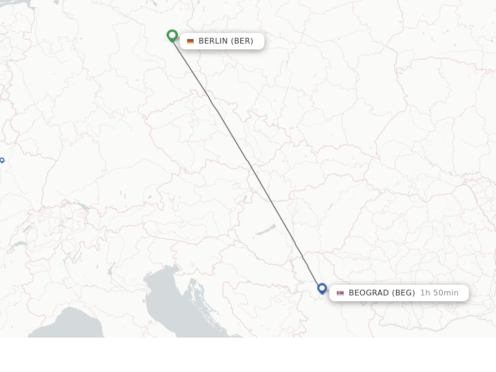 Flights from Berlin to Belgrade route map