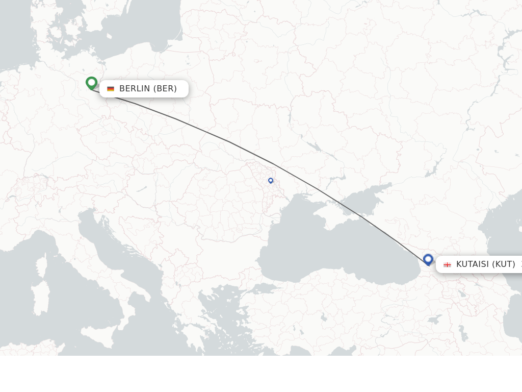 Flights from Berlin to Kutaisi route map