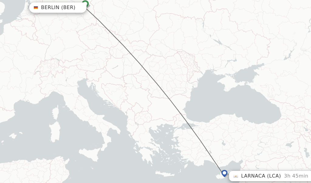 Flights from Berlin to Larnaca route map