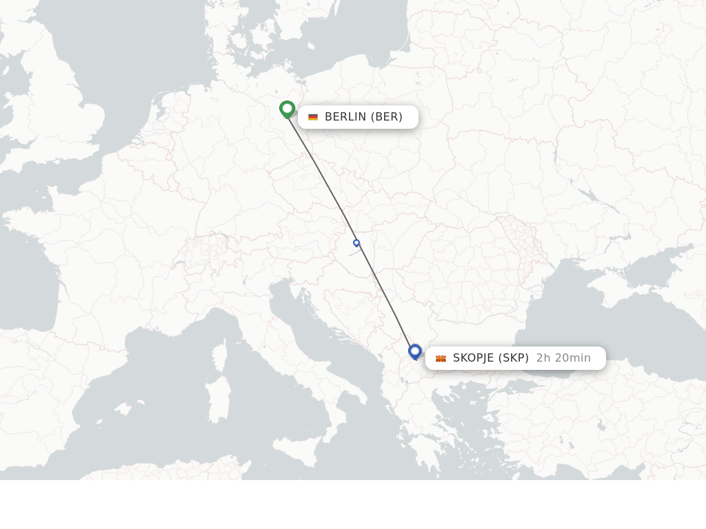 Flights from Berlin to Skopje route map