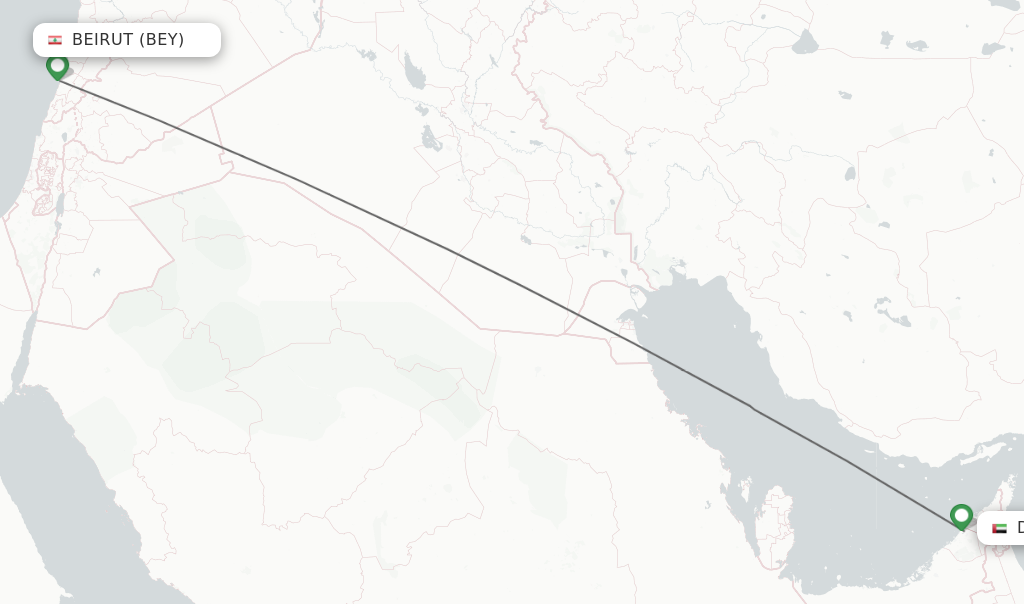 Flights from Beirut to Dubai route map