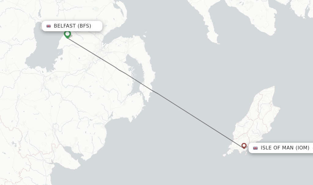 Flights from Belfast to Isle Of Man route map