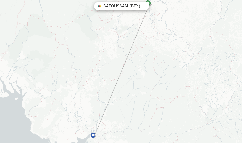 Route map with flights from Bafoussam with Camair-Co
