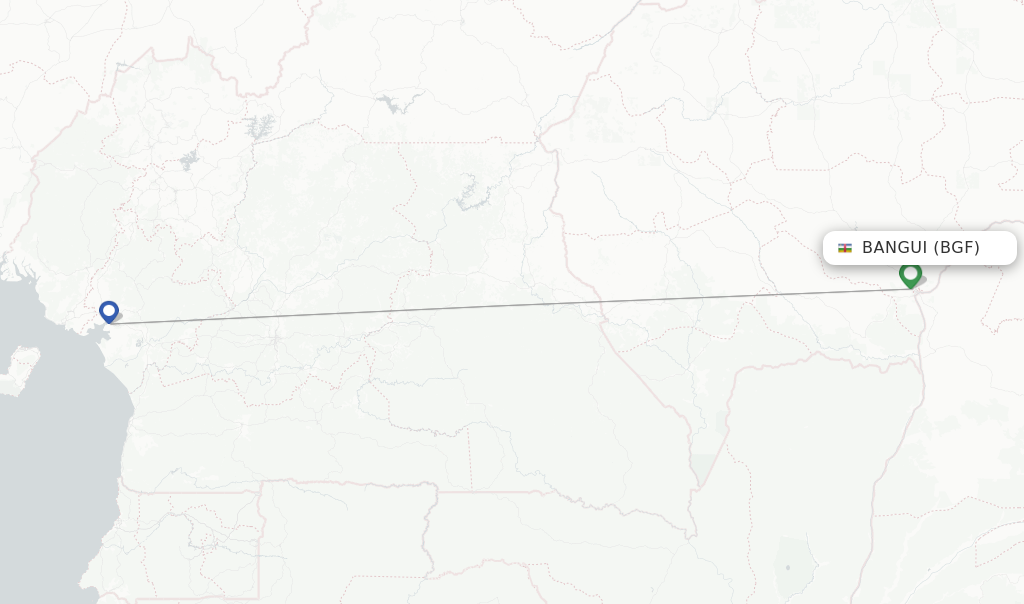 Route map with flights from Bangui with ASKY Airlines