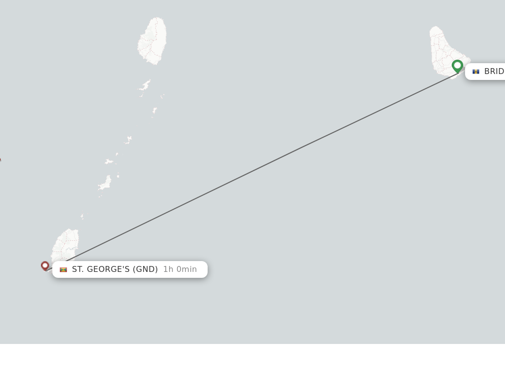 Flights from Bridgetown to St. George's route map
