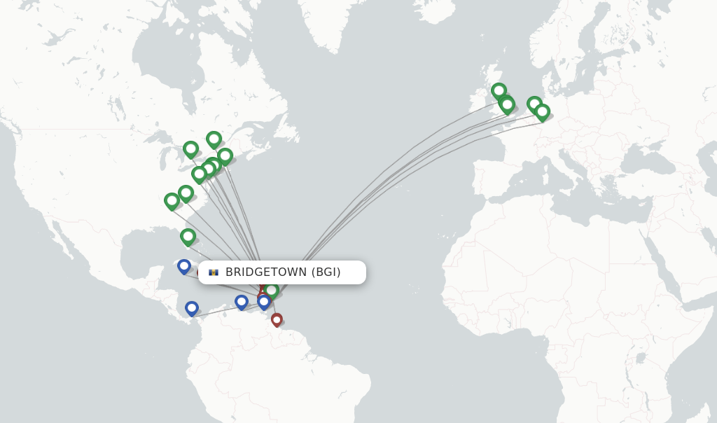 Bridgetown flight map