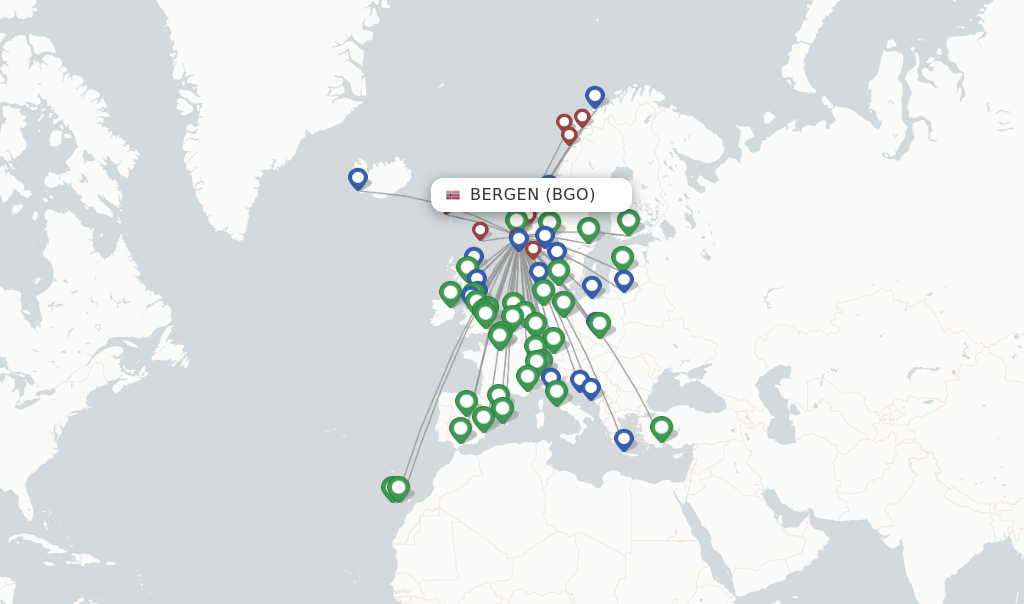 Bergen flight map