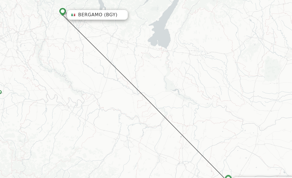 Flights from Milan to Bologna route map