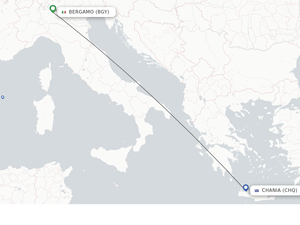 Flights from Milan to Chania route map