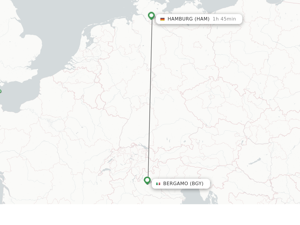 Flights from Milan to Hamburg route map