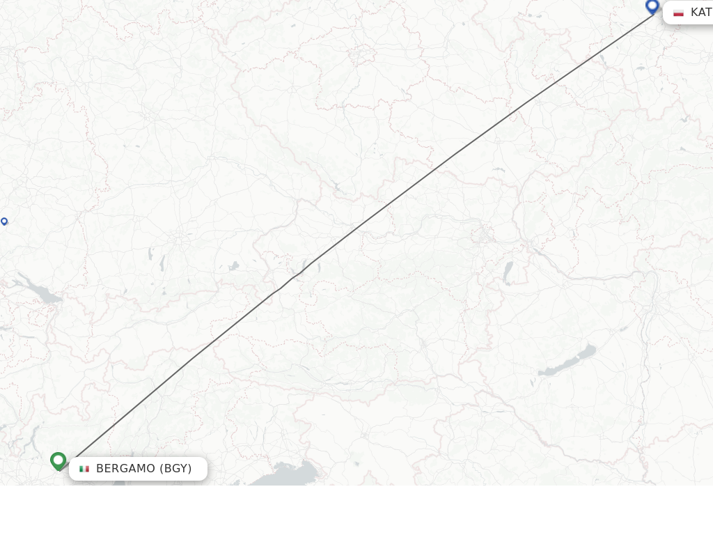 Flights from Milan to Katowice route map