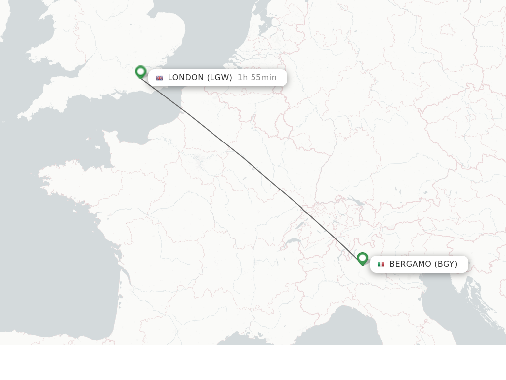 Flights from Milan to London route map