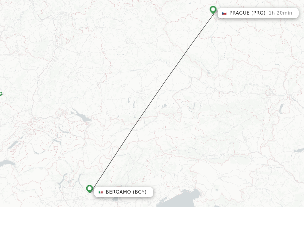 Flights from Milan to Prague route map