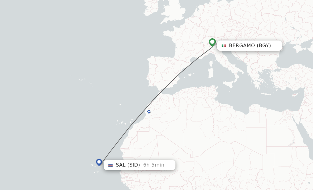 Flights from Milan to Sal route map