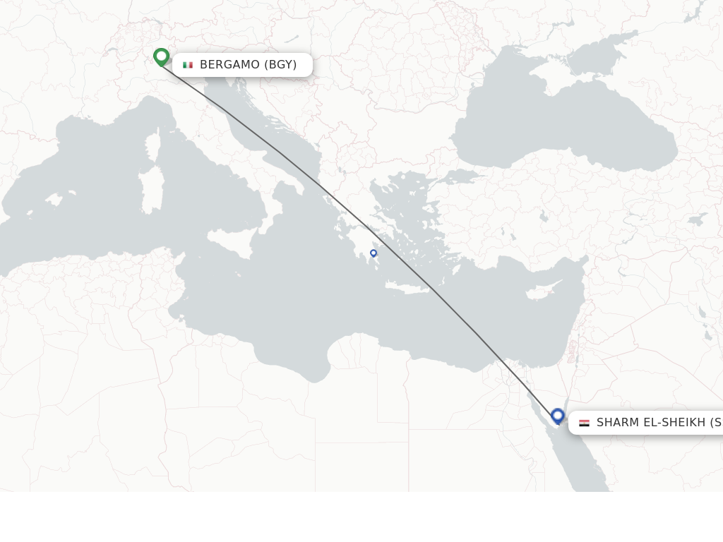 Flights from Milan to Sharm el Sheikh route map