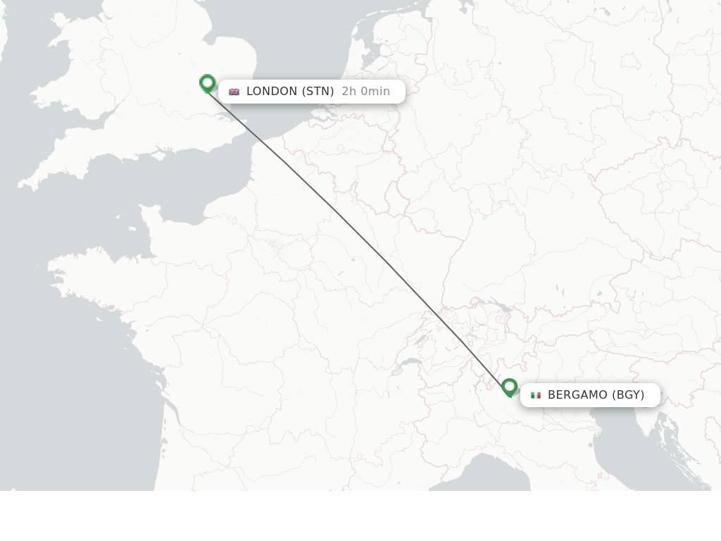 Flights from Milan to London route map