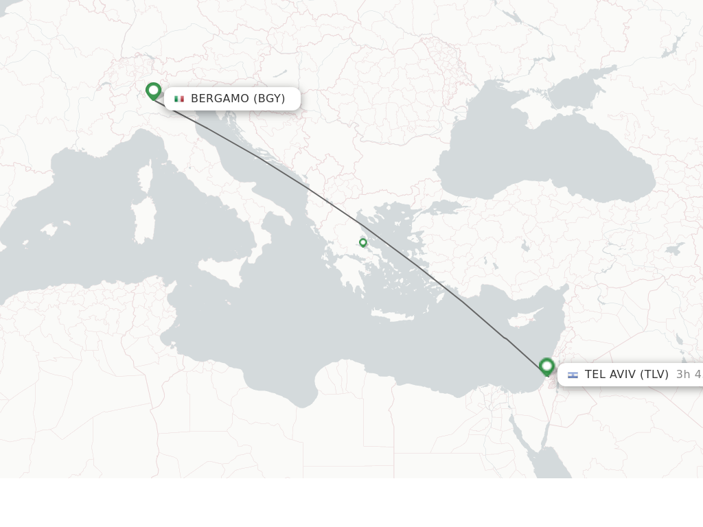 Flights from Milan to Tel Aviv-Yafo route map