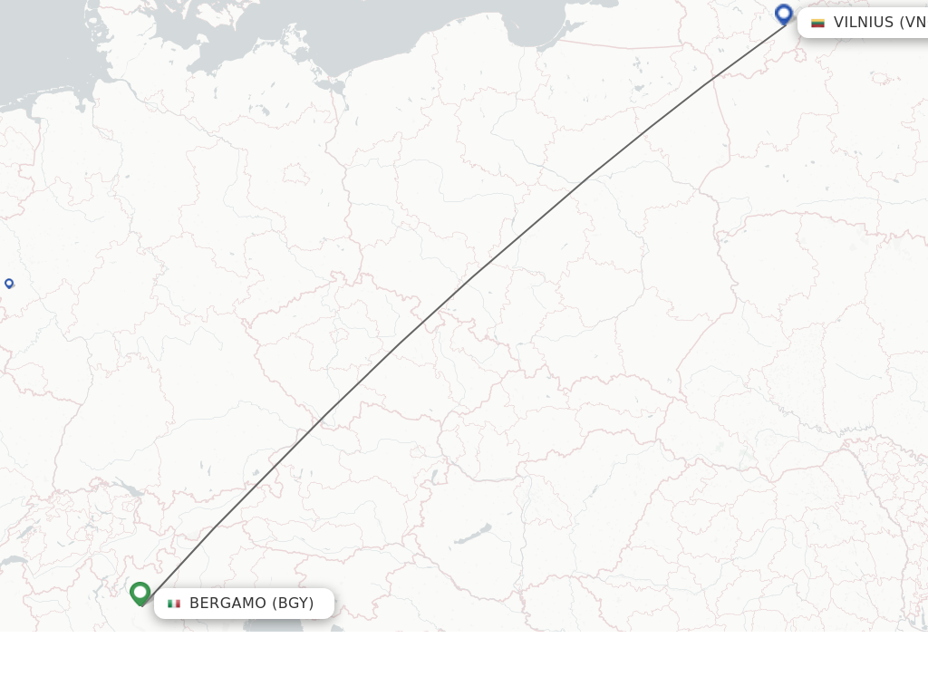 Flights from Milan to Vilnius route map