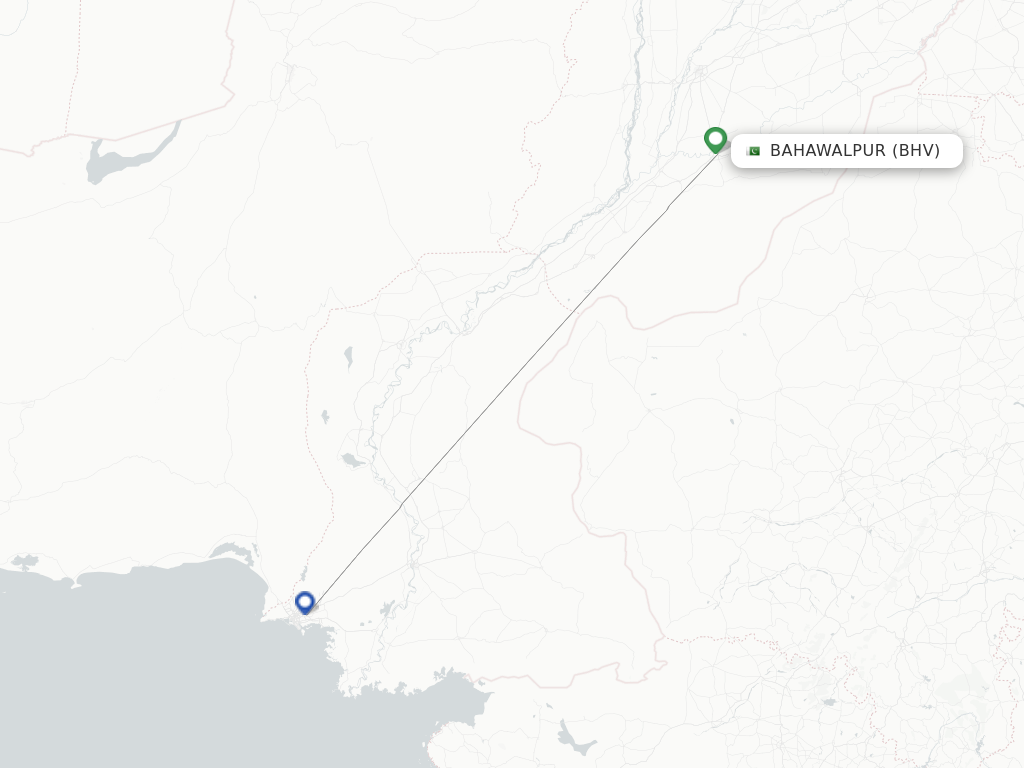 Bahawalpur flight map