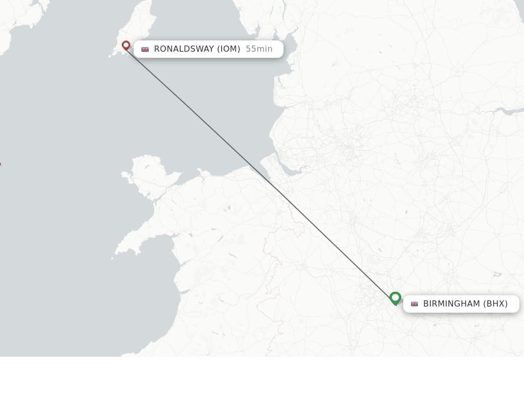 Flights from Birmingham to Isle Of Man route map