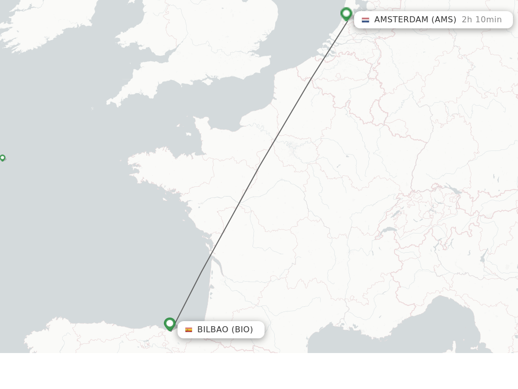Flights from Bilbao to Amsterdam route map