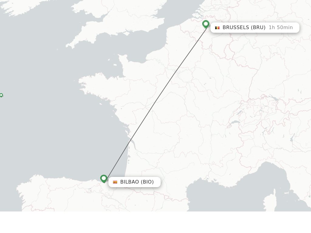 Flights from Bilbao to Brussels route map