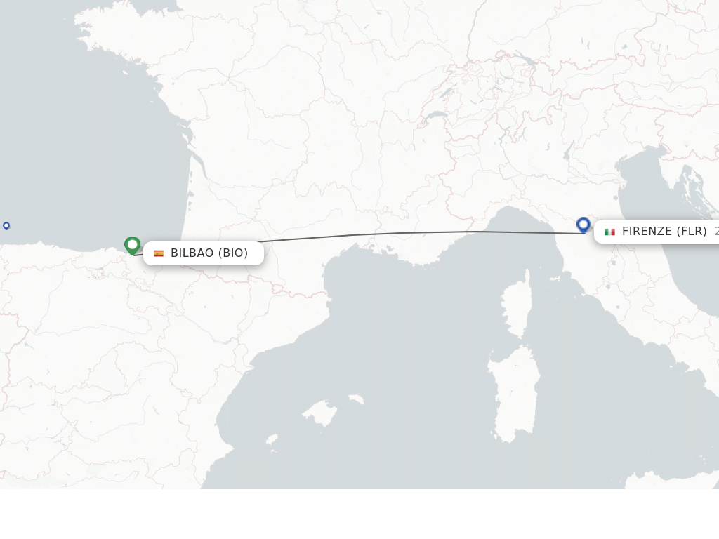Flights from Bilbao to Florence route map