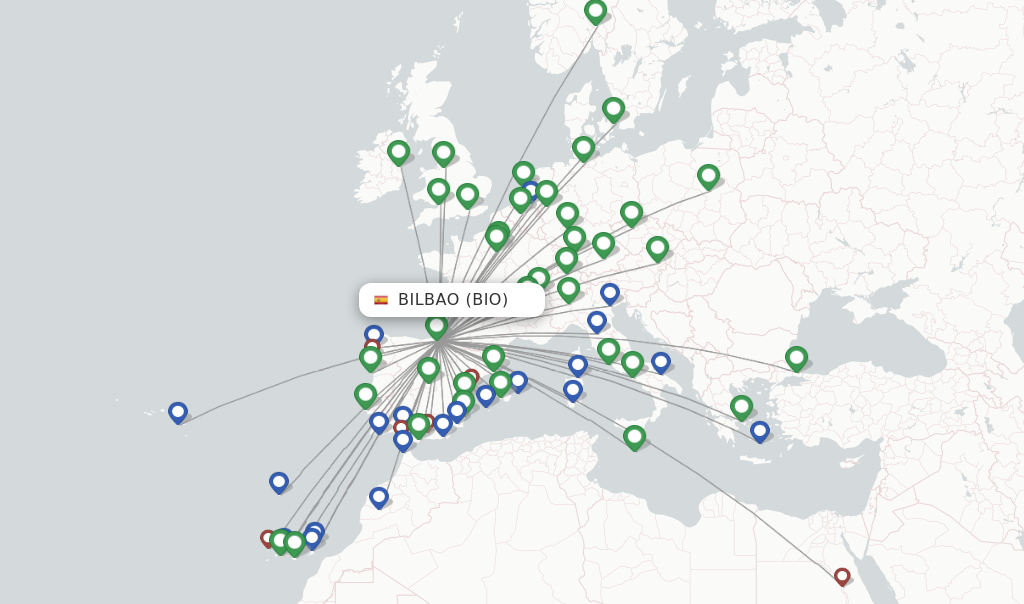 Bilbao flight map