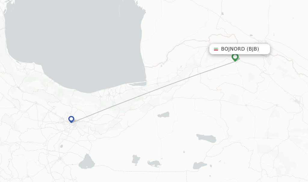 Bojnord flight map